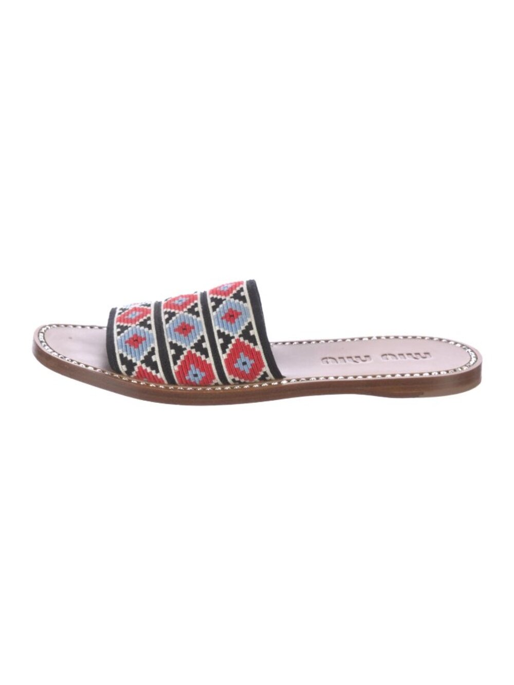 Miu Miu Floral Print Crystal Embellishments Slides 38